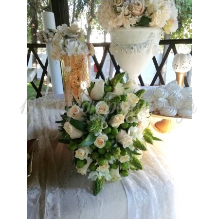 Στολισμός Γάμου σε ρομαντικό ύφος σε αποχρώσεις του εκρού και ροζ με χρυσό - Ιερός Ναός Αγίου Αθανασίου Εύοσμος - ΚΩΔ:FL-2021