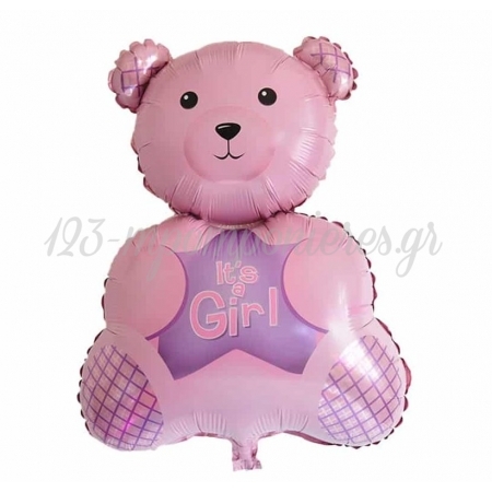 Μπαλονι Foil 65Cm Για Γεννηση Supershape «It'S A Girl» Αρκουδακι– ΚΩΔ.:206284-Bb