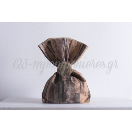 Τσουβάλι μισό ξύλο καφέ - μισό λινάτσα 34x47cm - ΚΩΔ:382695-34-NT