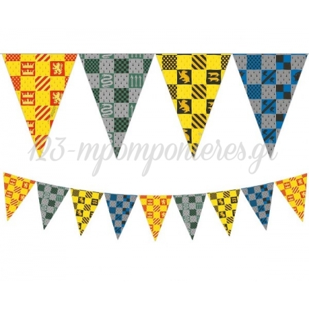 Τριγωνικά Σημαιάκια Οίκοι Hogwarts - Harry Potter 25X17cm - ΚΩΔ:93377-BB