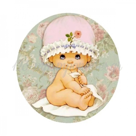 Ξύλινο Διακοσμητικό Baby Sarah Key 8cm - ΚΩΔ:D19W08-58-BB