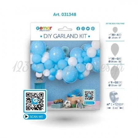 DIY Γαλάζια Γιρλάντα με Μπαλόνια - ΚΩΔ:136031348-BB