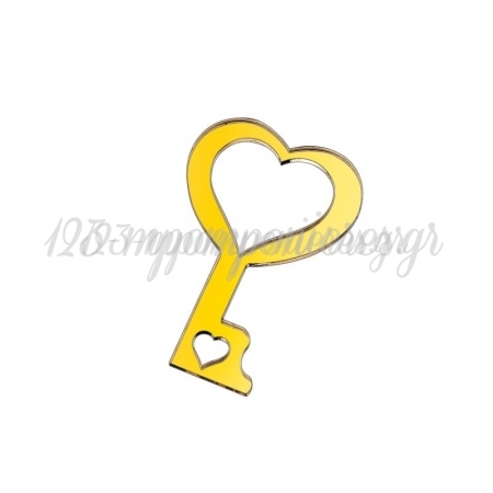 Πλέξι Γκλας Χρυσό Κλειδί Καρδιά 5X8cm - ΚΩΔ:M10701-AD