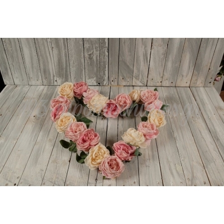 Μπράνς σε σχήμα καρδιάς με ροζ τριαντάφυλλα 60CM - ΚΩΔ:30432026-RD