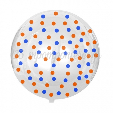 Μπαλόνι Foil 45cm Διάφανο Bobo με Γαλάζιο-Πορτοκαλί Πουά - ΚΩΔ:207B-18004-BB