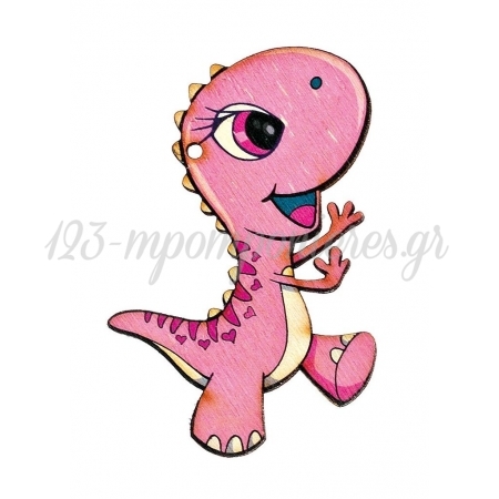 Ξύλινο Εκτυπωμένο Ροζ Δεινοσαυράκι 6X9.5cm - ΚΩΔ:M2732-AD