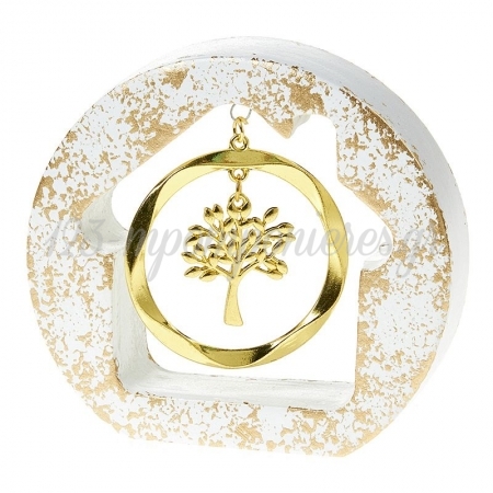 Κεραμικό Σπιτάκι Με Δέντρο Της Ζωής Χρυσό 9X10X2.2cm - ΚΩΔ:NU00K424-NU