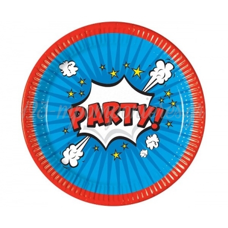 Χάρτινα πιάτα Boom Party 23cm - ΚΩΔ:94166-BB
