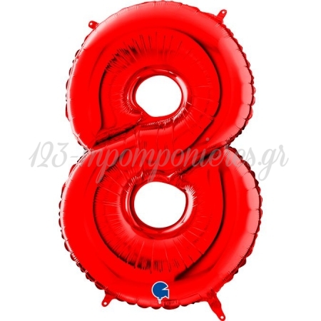 Μπαλόνι foil 66cm κόκκινο αριθμός 8 - ΚΩΔ:26088R-BB