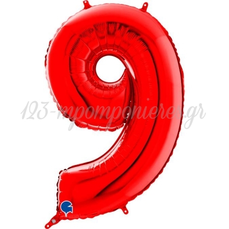 Μπαλόνι foil 66cm κόκκινο αριθμός 9 - ΚΩΔ:26089R-BB